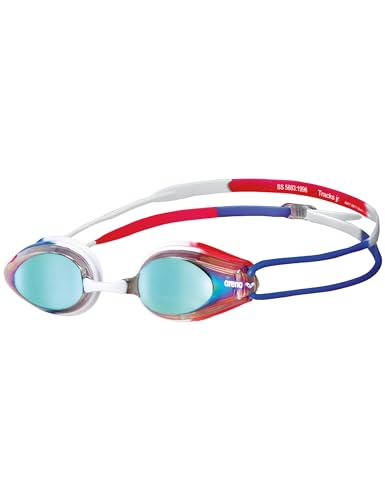 ARENA Tracks Junior Mirror Anti-Fog Wettkampf Schwimmbrille fuer Kinder, Schwimmbrille mit UV-Schutz, 4 Austauschbaren Nasenstegen, Silikon Dichtungen