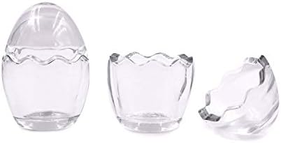 OUXIYA Creative Egg Shaped Thickened Glass 3 OZ Pudding Cup with Lid,Pack of 2