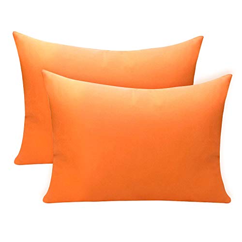 Baby Toddler Pillowcase, Plain Cot Bed Pillow Pair Cases 40 x 60cm, 2 Pack 100% Cotton Soft Pillow Cover for Boys & Girls Bedding, Kids Travel Pillow Pillowcase with Envelope Closure（Orange）