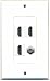 RiteAV - 3 Port HDMI 1 Port Coax Cable TV- F-Type Wall Plate Decorative