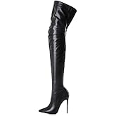 YING LAN Over the Knee High Boots for Women Sexy Zipper Pointed Toe High Heel Faux Leather Surgical Stretch Riding Thigh High Boots