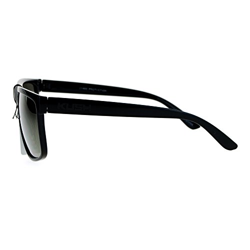 KUSH Square Sunglasses Mens Classic Shiny Black Shades Gold Mirror UV 400