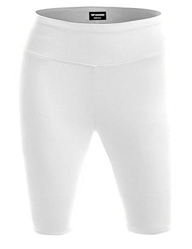 TL Women's Seamless Solid Stretch Tight Spandex Yoga Capri Legging Shorts WHITE
