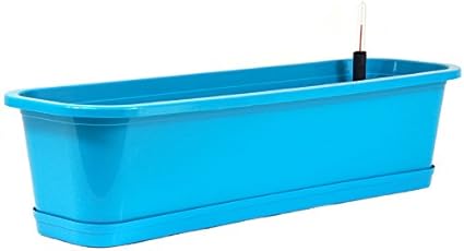 Blumenkasten Mit Wasserspeicher Und Untersetzer Blumentopf Balkonkasten Turkis 80 Cm Amazon De Garten