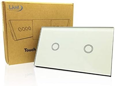 Interruptor Smart Home de 2 posiciones Touch WiFi blanco LKM SMSWT02W LKM Security cristal templado Control LED Compatible con Amazon Echo y Google Home