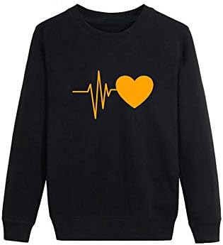 Womens Top!! JSPOYOU Women Autumn Long Sleeve Heart Printed Tops Sweatshirt Pullover Casual Blouse