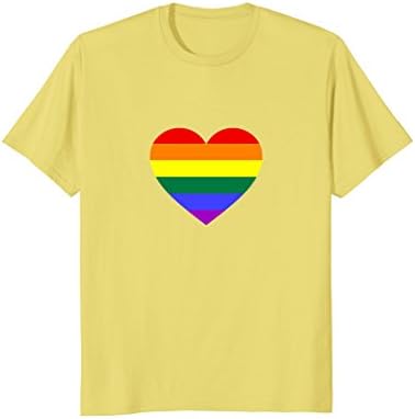 Mens LGBT LOVE, LGBT Heart Rainbow Flag Shirt Medium Lemon