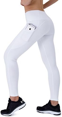 Dyorigin Leggings For Women – High-Waisted Tummy Control Compression Yoga Leggings Athletic Pants With Pockets (White XS)