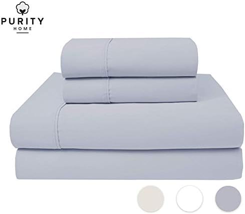 100% Egyptian Cotton Queen Sheet Set - 1000 Thread Count Soft Silver Queen Size Bed - Luxury Sateen Weave Deep Pocket Sheets - Breathable - Soft & Silky - Egyptian Cotton Sheets (Queen, Soft Silver)
