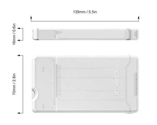 ineo 2.5" USB 3.0 Tool-Less External Hard Drive Enclosure for 2.5 inch 9.5mm & 7mm SATA HDD SSD with UASP Supported and Screwless - White [T2573W] - Thumbnail 6