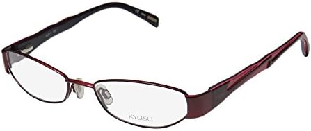Kyusu 1004 Mens/Womens Designer Full-rim Spring Hinges Eyeglasses/Eye Glasses (52-17-135, Burgundy / Rose)