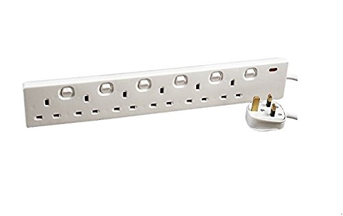 pro elec 12946pl 6 Way 2 m Individually Switched Electric Extension Gang Lead Cable