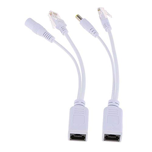 Poyiccot 1 Pair Passive PoE Injector and PoE Splitter Kit with 5.5x2.1 mm DC Power Adaptor Connector (White)