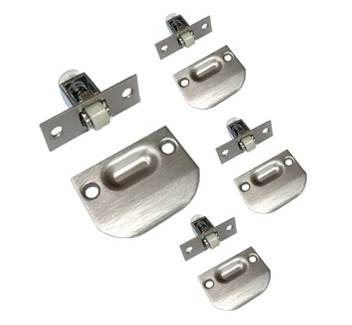 QCAA Solid Brass Roller Catch, Satin Nickel, Made in Taiwan, 4 Pack