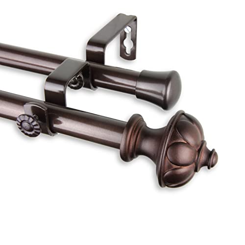 Rod Desyne Sandra 13/16" Double Curtain Rod, 48-84 inch, Cocoa