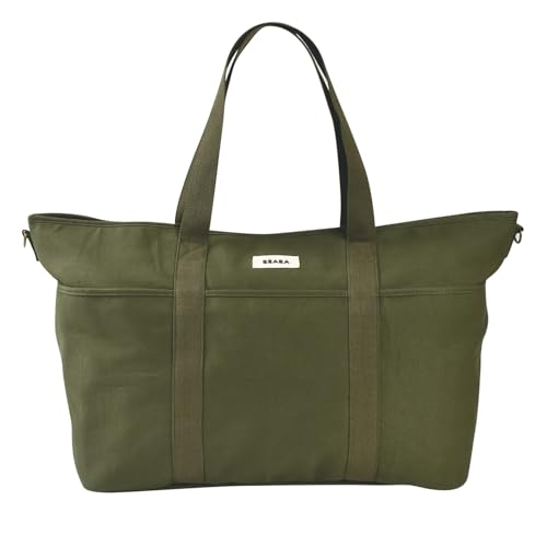 BÉABA Baby Changing Bag Madrid XXL 44L – Extra Large Diaper Bag Tote, Unisex for Mom and Dad, 11 Pockets, Insulated Pocket, Stroller Clips, Padded Changing Mat – Khaki