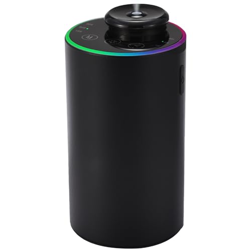 Waterless Essential Oil Diffuser, 7 Colors LED Light, Battery Powered Mini Scent Air Machine, Aromatherapy Mist Diffuser for Home Room Car Office，Black Aluminum Alloy (Black)