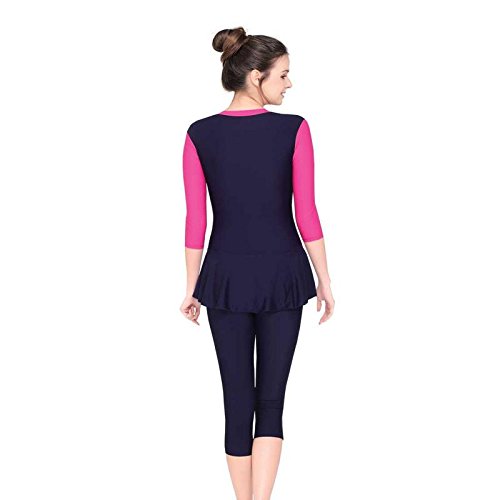 lactra shot &frac34; frock body sute round neck solid women's nylon swimming wear