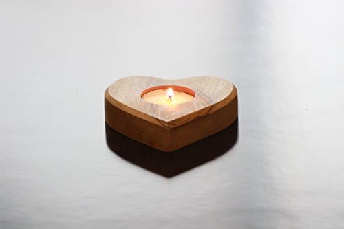 Aelia Olive Wood Tealight Candle Holder (Heart Shaped)
