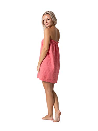 Turkish Linen Women's Waffle Spa Body Wrap with Adjustable Closure (One Size, Coral)