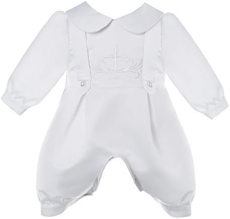 Baby Boys Infant Cross Embroidery Christerning Baptism Romper for 0-12M