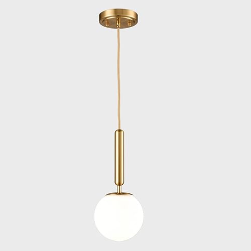 DIRYZON EUL Mid Century Modern Globe Pendant Light Opal Glass