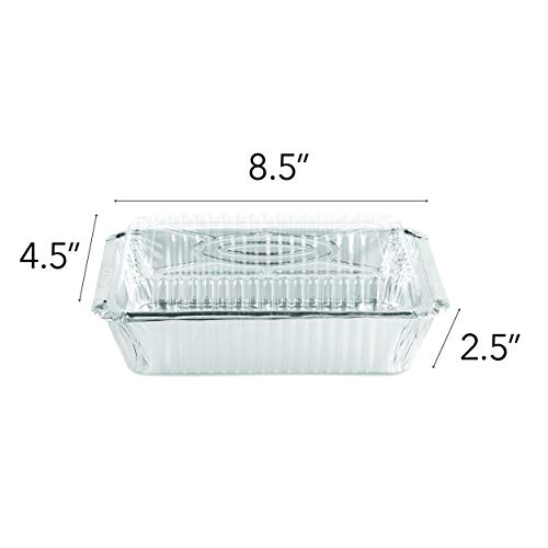 2 Lb Aluminum Foil Oblong Pans with Plastic Lids Disposable Food Take Out Containers with