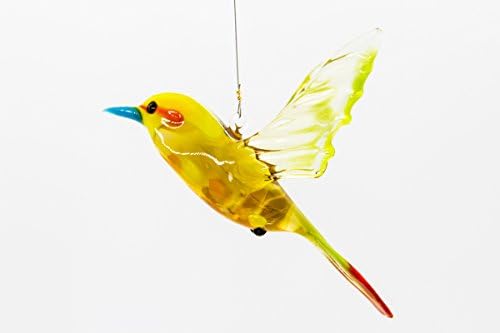 Handmade Yellow Glass Bird Figurine - Great Yard Art Gift - Unique Birthday Gift