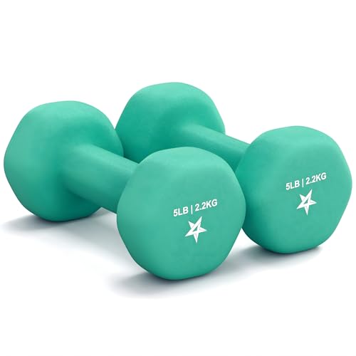 Yes4All Hex Neoprene Dumbbell Weights Set, 2.2 KG x 2