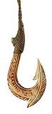 Hulu Makana Hawaiian Burnt Bone Carved Fish Hook Necklace