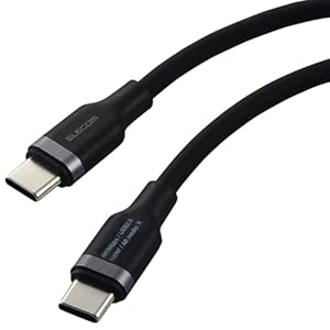 エレコム USB Type C ケーブル 1m 100W PD対応 高速充電 シリコン素材 なめらか やわらか MPA-CCECSS10BK