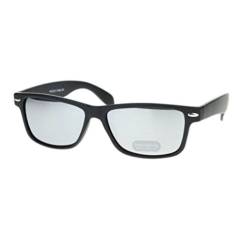 Unisex Sunglasses Classic Short Rectangular Horn Rim Frame Matte Black Mirror