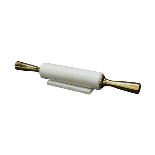 Click Here to See More Images Classy Marble Rolling Pin With Metal Handles, White And Gold