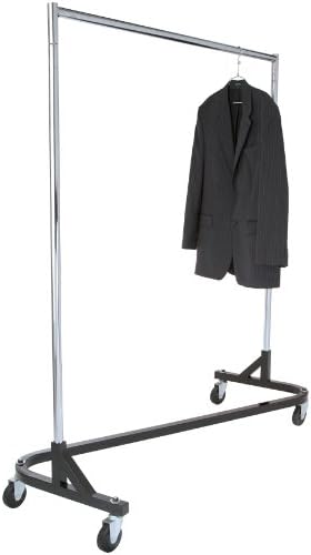 The Shop Company Chrome Single Rail Classic Rolling Clothing Rack on Black 'Z' Base (Heavy Duty)