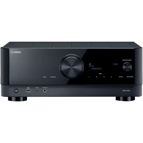Yamaha RX-V4A 5.2-Channel Surround Sound Network AV Receiver with MusicCast Built-in Wi-Fi and Bluetooth Streaming Home Theater System Bundle with Accessories