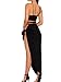 TOB Women's Sexy Bodycon 2 Piece Sleeveless Spaghetti Strap Crop Top Club Skirt Black