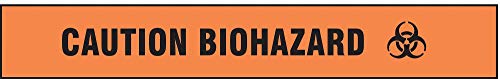 Barricade Tape w/Reel, Orange/Black, 3" x 1000 ft, Caution Biohazard