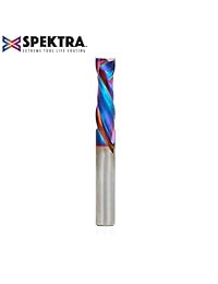 Amana Tool 46172-K CNC - Espiral de compresión de carburo macizo con revestimiento Spektra, 3 8 D x 1-1 4 CH x 3 8 SHK x 3 pulgadas de largo, 2 brocas de enrutamiento