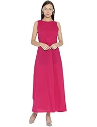 Jaipur Kurti - Maxi vestido estampado para mujer, color blanco y rosa