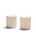White Ceramic Candle Holders with Decorative Built-in Flameless Candles, Warm White LED Glow, Textured Pottery Holders, Indoor Use - Set of 2
