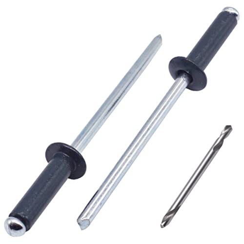 SKIR'CO (350 pcs) Painted Blind Rivets 4.0 x 14 mm, Aluminium Pop Rivets, Drill Bit Included (Anthracite Grey RAL 7016)
