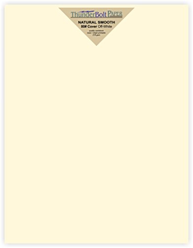 250 Natural Smooth Card Stock Sheets Paper - 7.25 X 10.5 inches Executive Size - 80# (80 lb/Pound) Cover Weight - Soft Cream White Color - Quality Paper - Smooth Finish