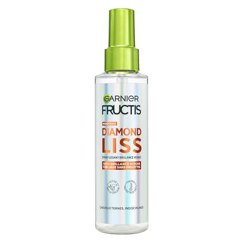 Fructis Diamond Liss – Spray alisador con brillo de diamante para un cabello liso y brillante – Protección térmica – Queratina vegetal y aceite de argán – Antirisottis – Antihumedad – 150 ml