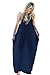Mixmax Women's Strappy Casual Loose Boho Chiffon Pocket Long Maxi Dress (Medium, Navy Blue)