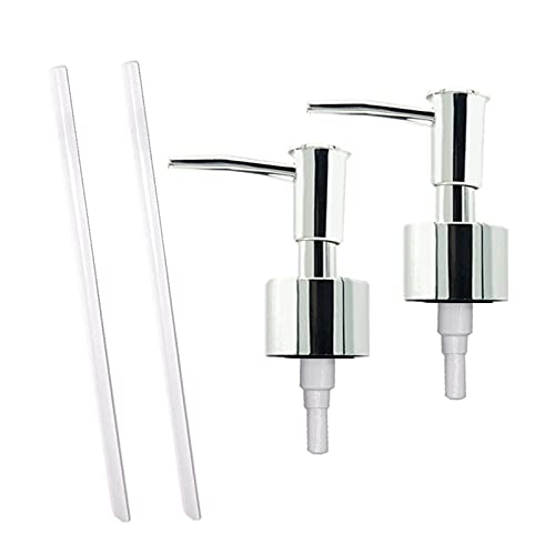 Bibilan Soap Dispenser Pump Head Replacement Spare, Pump Dispenser with Tube, Soap Bottle Pump for Standard 28/400 (26 mm - 28mm) Neck Size, 2 Pack
