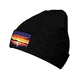 Sunset View Beanie Hat for Men Women Winter Warm