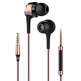 Earphones With Microphone E609 Premium Earbuds Stereo Headphones Volume Control and Noise Isolating, Made for iPhone, iPod, iPad, Samsung Galaxy, LG, HTC and Many more Rose Gold