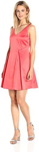 PARIS SUNDAY Women's  Sleeveless V Neckline Sateen Dress