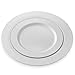 50 Disposable White Heavy Duty Plastic Plates | 25 Dinner Plates and 25 Dessert or Appetizer Plates | Premium Combo Disposable Dinnerware Set | Great for Parties or Weddings. (50 Pack) by Bloomingoods