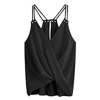 AHAYAKU Women Casual Sleeveless Crop Top Vest Tank Shirt Blouse Cami Top Black
